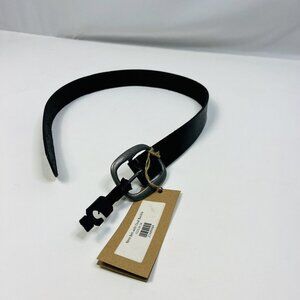 NWT Peter Nappi Black Nero Leather Belt w/ Oval‎ Single Prong Buckle Size 28/70